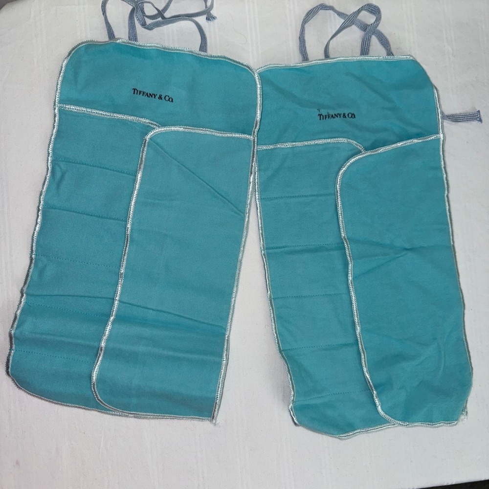 Tiffany & Co Blue Flannel Silverware Storage Silver Anti Tarnish Cloth Set of 2